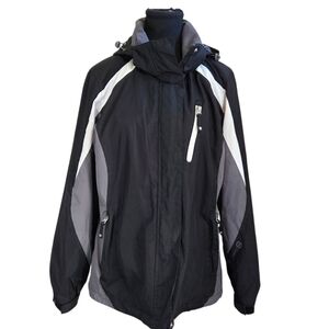 Radiance Women's Black and Gray Hooded Jacket Size Med